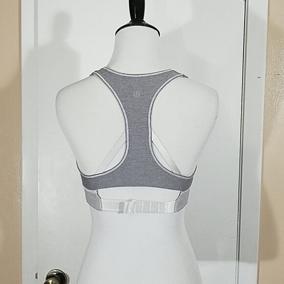 Lululemon Take 2 Gray and White Striped Sports bra - Picture 3 of 4